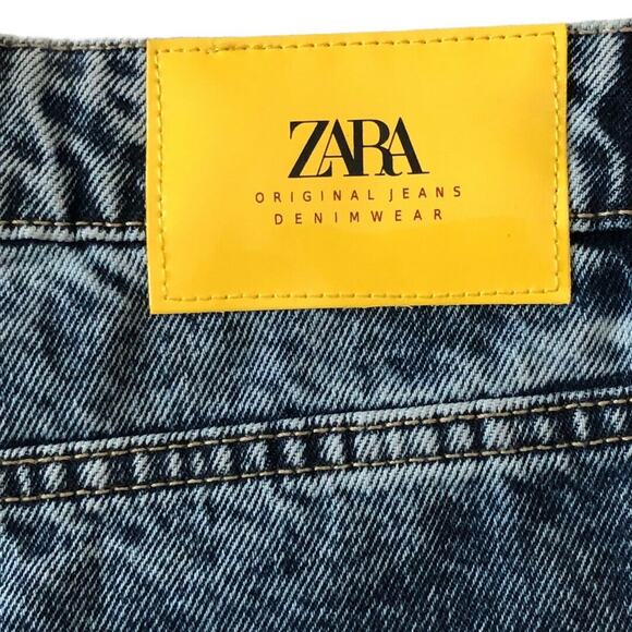 Zara Womens Denim Jeans Shorts Size 2 High Rise Distressed Exposed Button Fly - Picture 4 of 6